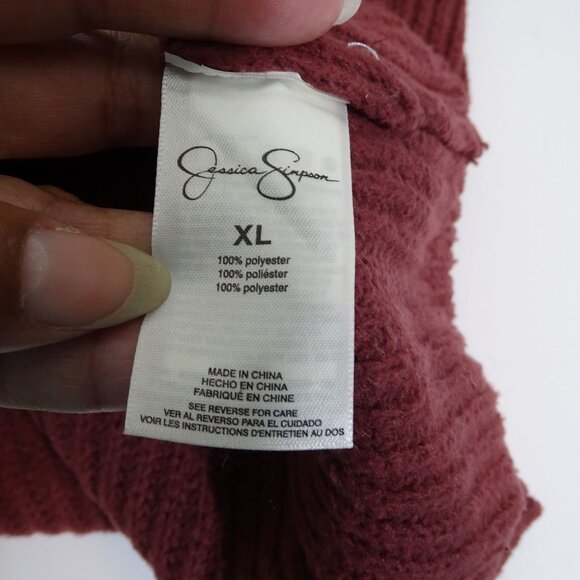 Jessica Simpson Seana Burgundy Wine Red V-Neck Sweater Women Size XL Long Sleeve - Picture 4 of 9